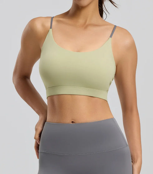 Six-string Cross Back Sport-BH für Damen – Sommer dünner Stil Spandex/Polyester UV-Schutz Geeignet für Yoga und Fitness