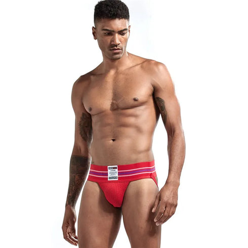 JOCKMAIL sexy Herren Unterwäsche Jockstrap Homme Herren Jockstrap Unterwäsche Herren String Jockstrap Gay Jockstrap Baumwolle Atmungsaktiv weiß