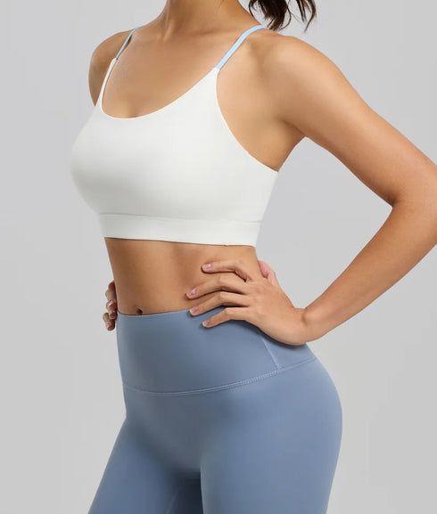 Six-string Cross Back Sport-BH für Damen – Sommer dünner Stil Spandex/Polyester UV-Schutz Geeignet für Yoga und Fitness