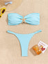 Sexy Bandeau Bikini Set 2026 Women Sky Blue Starfish Ornament Push Up Thong Swimsuit Brazilian Beach Bathing Suit Micro Swimwear