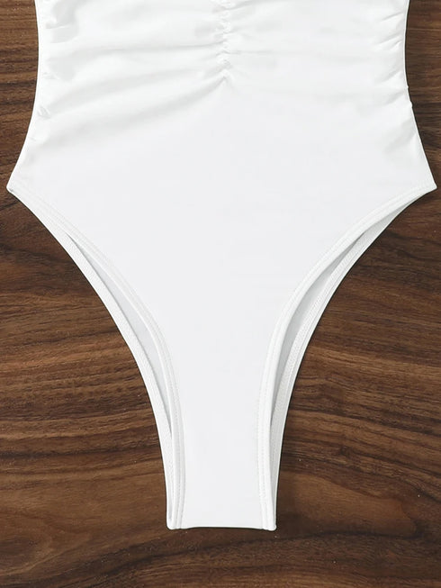 Halter Top Bathing Suit Woman Swimsuits One Piece Swimwear Women's 2026 Trend V Neck Beachwear Female Monokini Summer Bodysuit