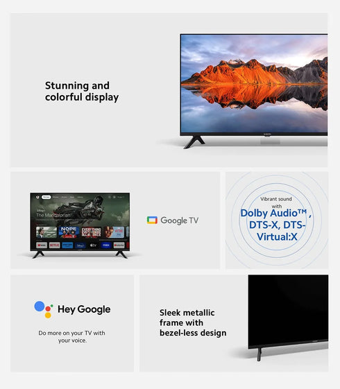 Xiaomi TV A 32, Compact Size With Colorful Screen, Dynamic Sound With Dolby Audio™, DTS-X And DTS Virtual:X, Top-end Metal Fini
