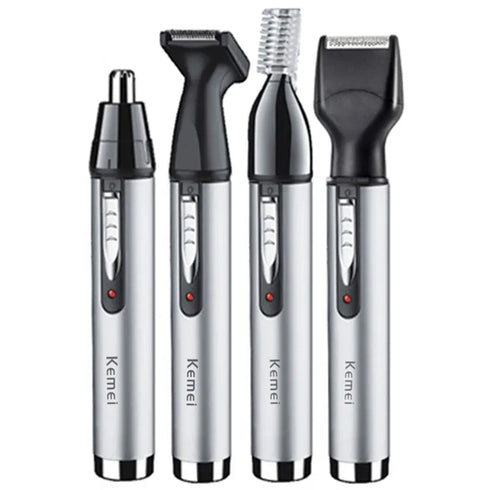 Kemei 4-in-1 Pflegeset Nasentrimmer Barttrimmer für Herren Elektrischer Augenbrauen- und Nasenhaartrimmer Nasen- und Ohrenmaschine wiederaufladbar