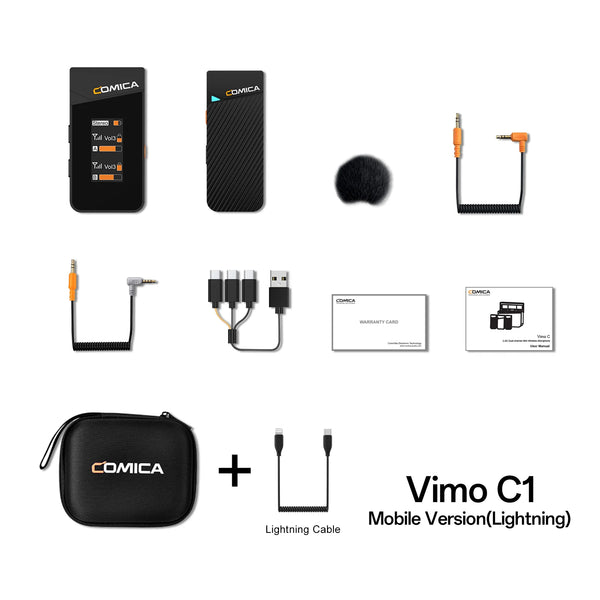 Comica Vimo C 2.4G Mini kabelloses Ansteckmikrofon mit Ladecase, für Smartphone Kamera Podcast Interview YouTube Facebook