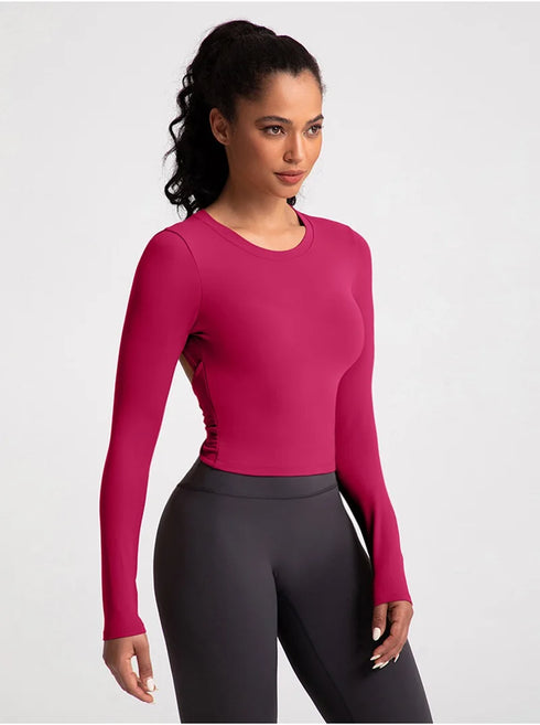 Cloud Hide Black Beauty Back Yoga Shirts Women Long Sleeve Blouse Plus Size Sports Gym Fitness Top Running T-Shirt Workout Shirt