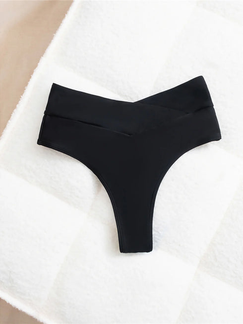 S - XL High Waist High Leg Cut Bikini Bottom Swim Brief Women Swimwear Female Bather Brazilian Tanga Panties Underwear K7095