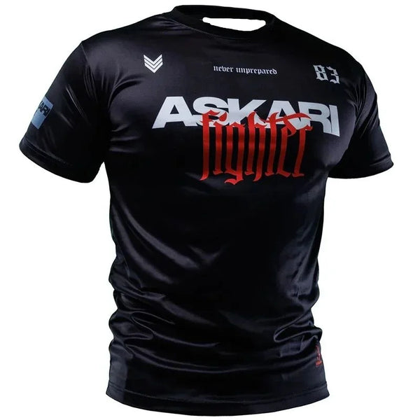 2026New Askari Men's Boxing Tight T-shirts Summer Sports Quick Dry Ice Sensation Tight-fitting Gym T-shirts Outdoor Training Top