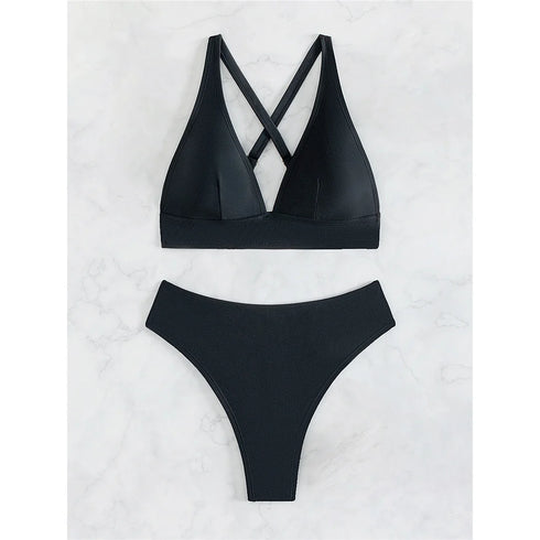 S - XL Cross Back Mini Micro Thong Bikini Female Swimsuit Women Swimwear Two-pieces Bikini set Bather Bathing Suit Swim K5022