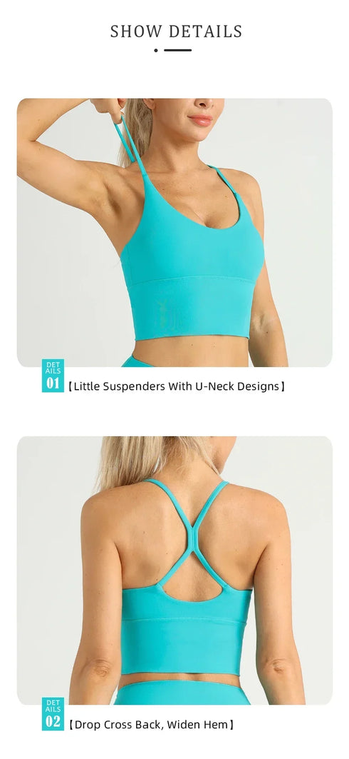 Einfarbiger Damen-Sport-BH mit nacktem Gefühl, sexy Kreuzrücken, Y-Form, Sport-BH, Fitness, Yoga, Joggen, Workout, Sport, Damen-Träger-BH