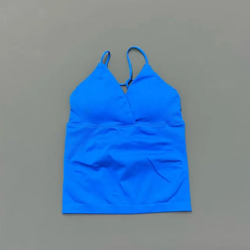 Vision Twist Front Longline Top Women Gym Tank Yoga Tops Quick Dry Thin Strap High Elastic Running Vest Push-up Fitness Vest