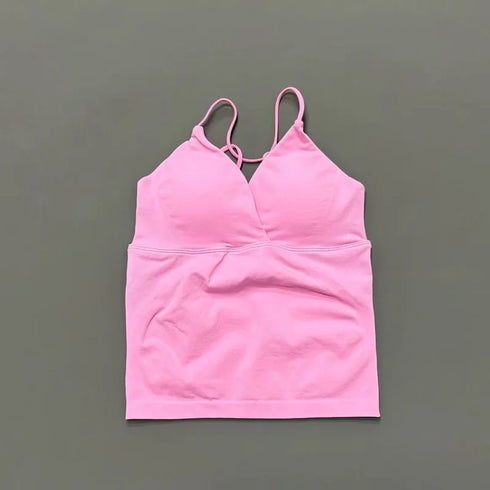Vision Twist Front Longline Top Women Gym Tank Yoga Tops Quick Dry Thin Strap High Elastic Running Vest Push-up Fitness Vest