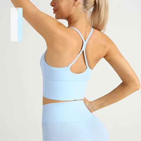 Einfarbiger Damen-Sport-BH mit nacktem Gefühl, sexy Kreuzrücken, Y-Form, Sport-BH, Fitness, Yoga, Joggen, Workout, Sport, Damen-Träger-BH