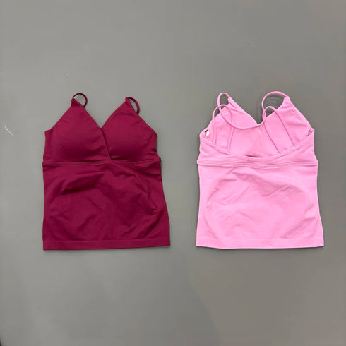 Vision Twist Front Longline Top Women Gym Tank Yoga Tops Quick Dry Thin Strap High Elastic Running Vest Push-up Fitness Vest