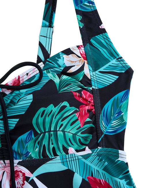 2026 Tankini Set Floral Swimwear FemaleTwo Pieces Swimsuit Women Beach Dress Bathers Bathing Swimming Swim Suit Beachwear XXL