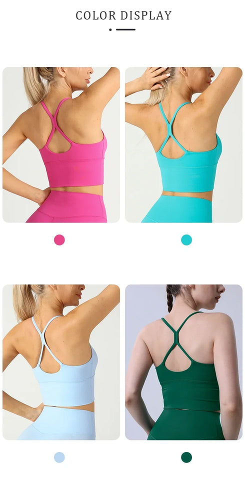 Einfarbiger Damen-Sport-BH mit nacktem Gefühl, sexy Kreuzrücken, Y-Form, Sport-BH, Fitness, Yoga, Joggen, Workout, Sport, Damen-Träger-BH