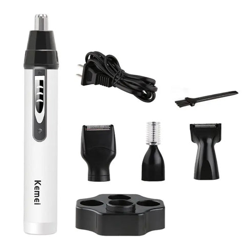 Kemei 4-in-1 Pflegeset Nasentrimmer Barttrimmer für Herren Elektrischer Augenbrauen- und Nasenhaartrimmer Nasen- und Ohrenmaschine wiederaufladbar
