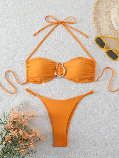 Sexy Bandeau Bikini Women's Swimsuit 2026 Two-piece Swimwear Thong Bikinis Set Female Bathing Suit Push Up Beach Swimming Wear