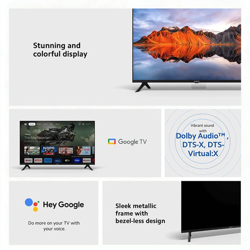 Xiaomi TV A 32, Kompakte Größe mit farbenfrohem Bildschirm, dynamischer Sound mit Dolby Audio™, DTS-X und DTS Virtual:X, hochwertiges Metall-Finish