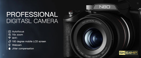 NBD 5K&64MP Digital Cameras For Photography, 16X Optical Zoom Camera With WiFi & App Control, Vlogging Camera With Auto Focus