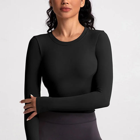 Cloud Hide Black Beauty Back Yoga Shirts Women Long Sleeve Blouse Plus Size Sports Gym Fitness Top Running T-Shirt Workout Shirt