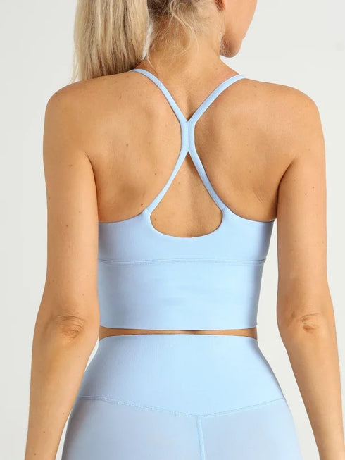 Einfarbiger Damen-Sport-BH mit nacktem Gefühl, sexy Kreuzrücken, Y-Form, Sport-BH, Fitness, Yoga, Joggen, Workout, Sport, Damen-Träger-BH