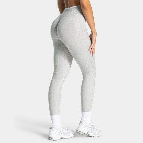 Teveo Eng anliegende, nahtlose Yoga-Leggings mit Leopardenmuster, hautfarbener hoher Elastizität, geeignet als Fitness-Laufhose