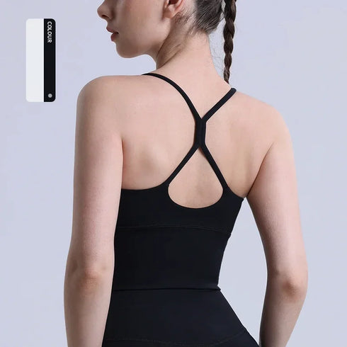 Einfarbiger Damen-Sport-BH mit nacktem Gefühl, sexy Kreuzrücken, Y-Form, Sport-BH, Fitness, Yoga, Joggen, Workout, Sport, Damen-Träger-BH