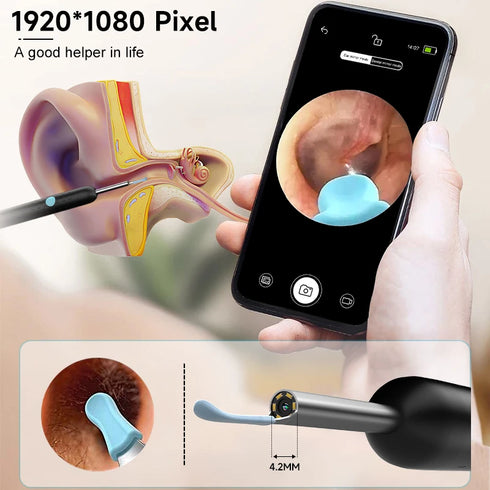 WIFI Visual Ohrenstäbchen HD1080P 4.2MM Mini-Kamera Ohrhörer Ohrenschmalzentferner Wireless Endoskop Gesundheitspflege Ohrenschmalzreinigung
