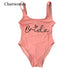 Hen Party Swimsuits One-Piece Team Bride Swimwear Bride To Be Woman Pink Swimwear Bachelorette Beatchwear Bathing Suits