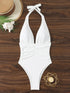 Halter Top Bathing Suit Woman Swimsuits One Piece Swimwear Women's 2026 Trend V Neck Beachwear Female Monokini Summer Bodysuit