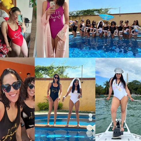 Hen Party Swimsuits One-Piece Team Bride Swimwear Bride To Be Woman Pink Swimwear Bachelorette Beatchwear Bathing Suits