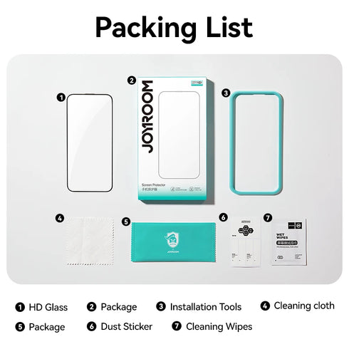 Joyroom 3/2/1PCS HD Glass For iPhone 17 16 15 Pro Max Screen Protector Full Screen Tempered Glass Protection For iPhone 17 16 15