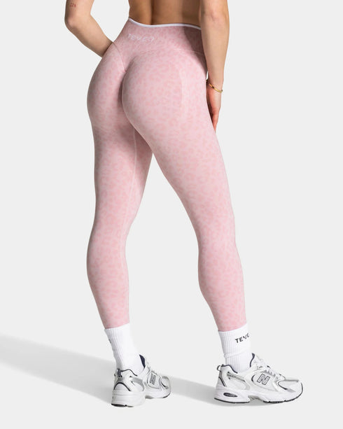 Teveo Eng anliegende, nahtlose Yoga-Leggings mit Leopardenmuster, hautfarbener hoher Elastizität, geeignet als Fitness-Laufhose