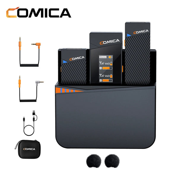 Comica Vimo C 2.4G Mini kabelloses Ansteckmikrofon mit Ladecase, für Smartphone Kamera Podcast Interview YouTube Facebook