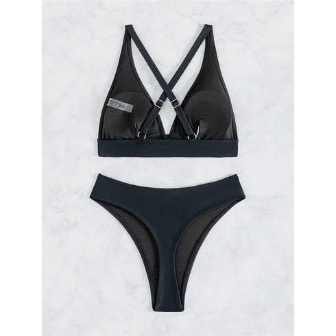 S - XL Cross Back Mini Micro Thong Bikini Female Swimsuit Women Swimwear Two-pieces Bikini set Bather Bathing Suit Swim K5022