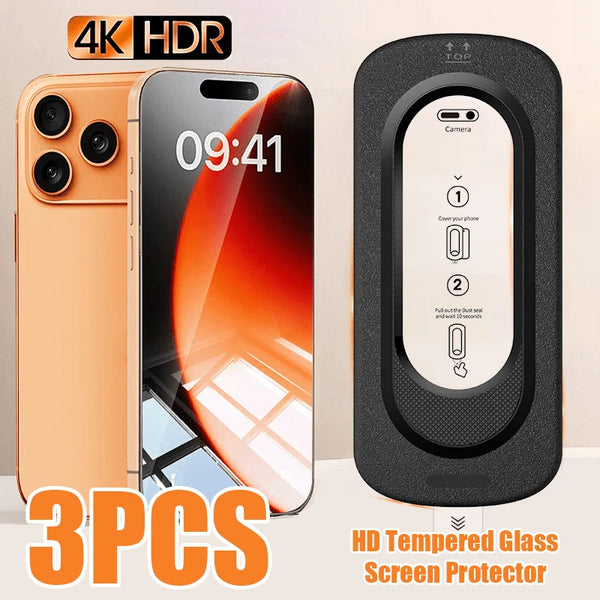 3Pcs Screen Protector for iPhone 17 ProMax 17 PRO HD Tempered Glass Full Edge Coverage Easy Installation for iphone 17/16 Cover