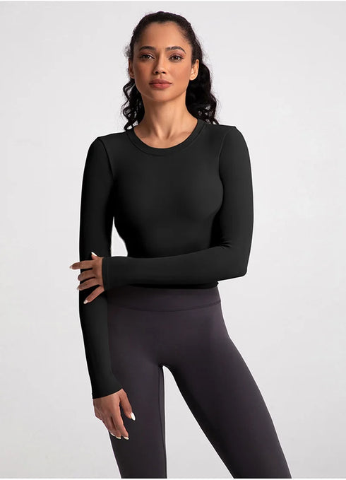 Cloud Hide Black Beauty Back Yoga Shirts Women Long Sleeve Blouse Plus Size Sports Gym Fitness Top Running T-Shirt Workout Shirt