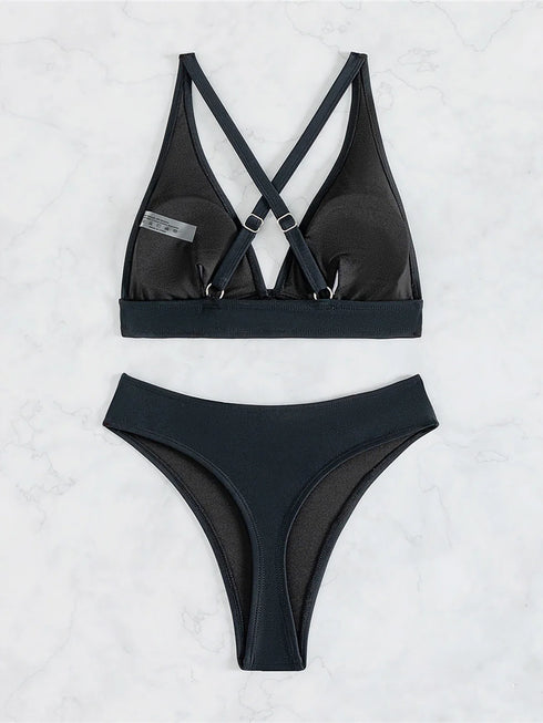 S - XL Cross Back Mini Micro Thong Bikini Female Swimsuit Women Swimwear Two-pieces Bikini set Bather Bathing Suit Swim K5022