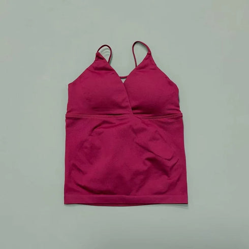 Vision Twist Front Longline Top Women Gym Tank Yoga Tops Quick Dry Thin Strap High Elastic Running Vest Push-up Fitness Vest