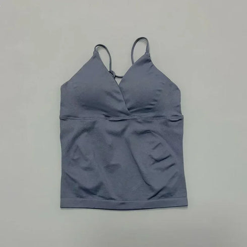 Vision Twist Front Longline Top Women Gym Tank Yoga Tops Quick Dry Thin Strap High Elastic Running Vest Push-up Fitness Vest