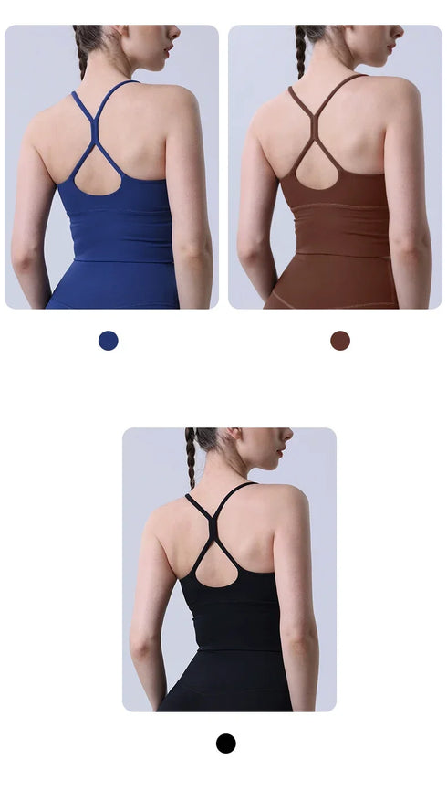 Einfarbiger Damen-Sport-BH mit nacktem Gefühl, sexy Kreuzrücken, Y-Form, Sport-BH, Fitness, Yoga, Joggen, Workout, Sport, Damen-Träger-BH