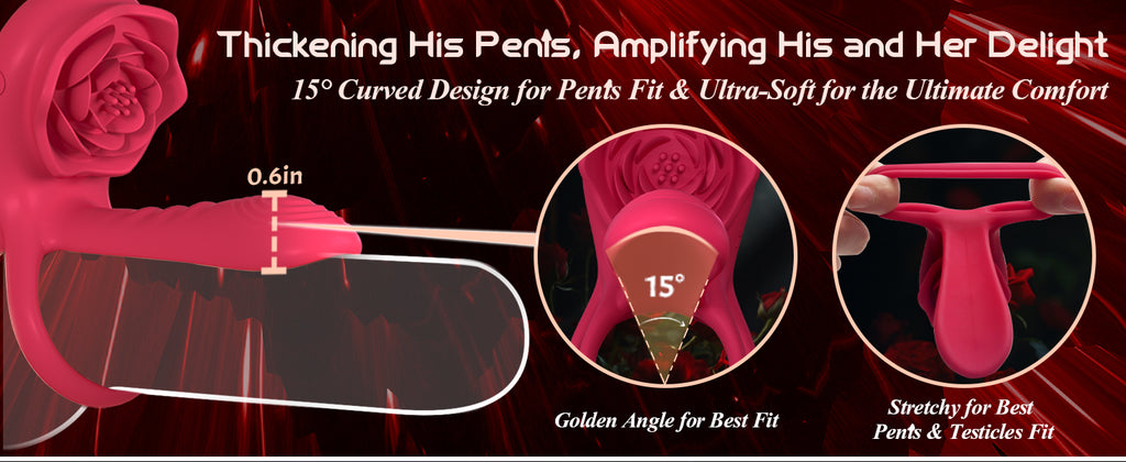 Rosen-Penisring Vibrator für Frauen G-Punkt Klitoris-Stimulation Männer Ejakulationsverzögerung Silikon-Hodenring Sexspielzeug für Paare
