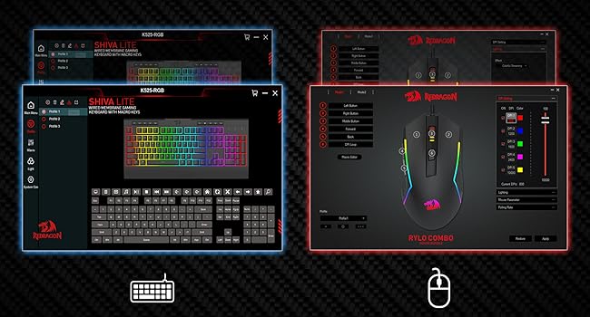 Redragon S151 Gaming Keyboard & Mouse Combo, 104 Keys K525 Wired RGB Membrane Keyboard and 10000 DPI Wired M616 Gaming Mouse
