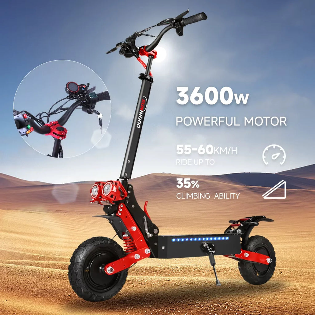 SUNNIGOO X7/X7PRO Elektroroller 3600W Doppelmotor Leistungsstark Max. Geschwindigkeit 60-65km/h 11 Zoll Offroad-Reifen Faltbarer Leistungsstarker E-Scooter 60KM Reichweite Wasserdicht IP54 NFC-Sperre Duale Bremsen All-Terrain-Scooter