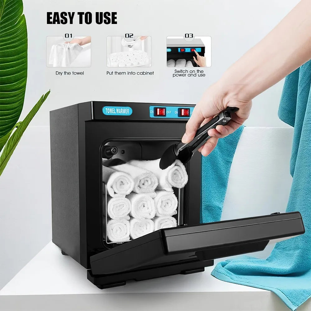 UV Hot Towel Warmer Cabinet 20L 150W Hot Bath Towel Warmer with Aluminum Chamber Fast Heating for Facial Spa Hair Beauty Salon