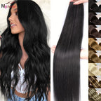 Clip-in Echthaar Extensions Glatt 100% Remy Echthaar Clip-in Extensions Unsichtbare Nahtlose Clip-ins Haarverlängerung 8 Stück Natur