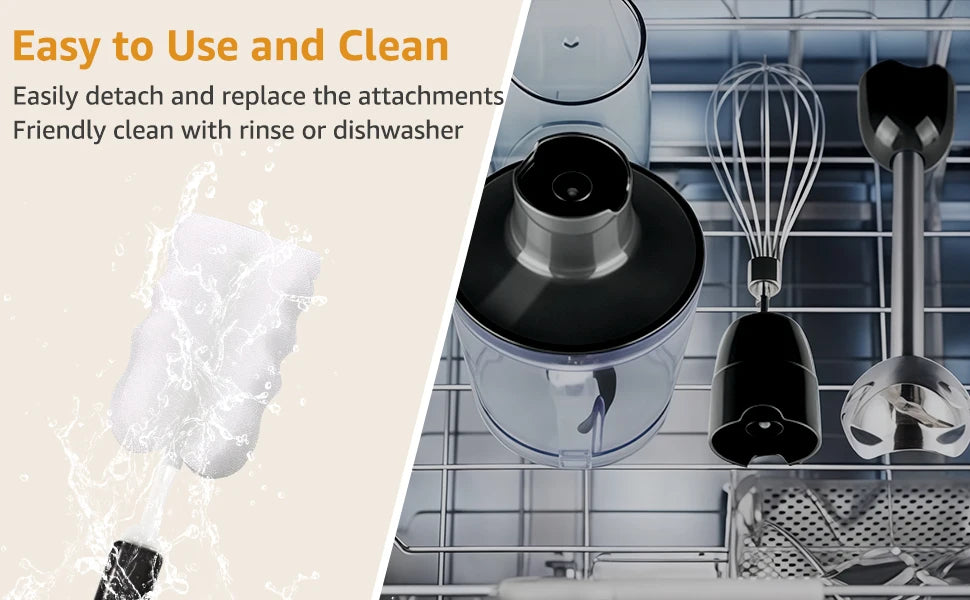 1500W 9-in-1 Stabmixer-Set, 21 Geschwindigkeiten & Turbo, inklusive Schneebesen, Zerkleinerer, Milchaufschäumer & Pürierstab zum Mixen und Pürieren