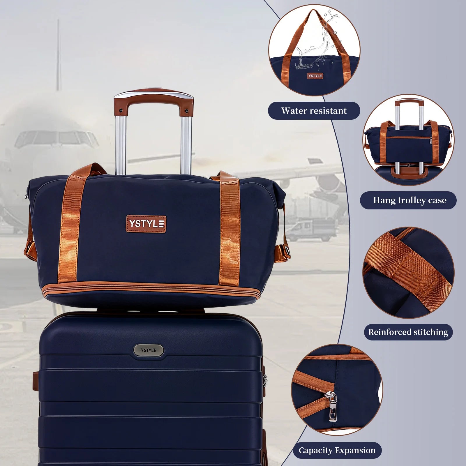 Premium 5-teiliges Hartschalen-Gepäckset, multi-Größen 20/24/28 Zoll Reise-Trolley-Koffer, leichtgängige 360°-Rollen mit TSA-Sicherheitsschloss, komplettes Reise-Set mit Handtasche & Kosmetiktasche