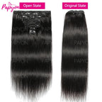 Clip-in Echthaar Extensions Brasilianisch Dick Glatt Clip-in Naturfarbe Clip-Ins Remy-Haar 22 24 26 28 Zoll für Frauen 120g/Stück