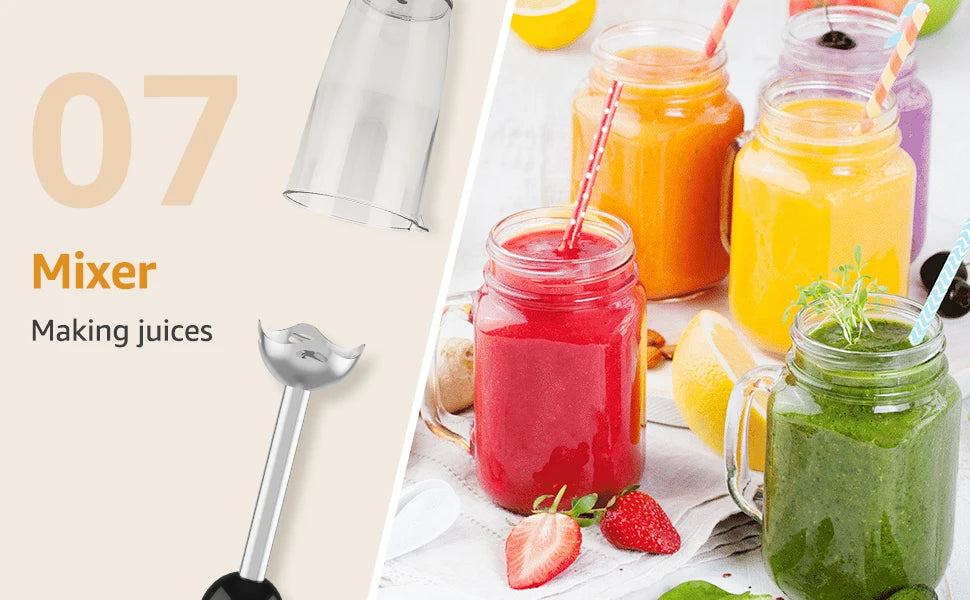 1500W 9-in-1 Stabmixer-Set, 21 Geschwindigkeiten & Turbo, inklusive Schneebesen, Zerkleinerer, Milchaufschäumer & Pürierstab zum Mixen und Pürieren